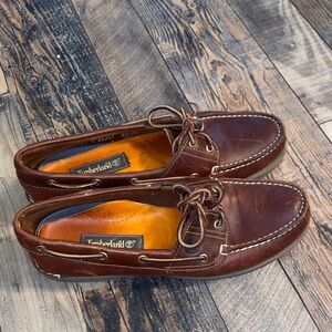 Timberland Leather Loafer Boat Shoes in Rich Brown